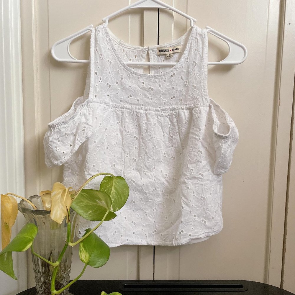 JAPNA Ready for Spring White Smocked Short Sleeve Top, 2 Pack (NWT)